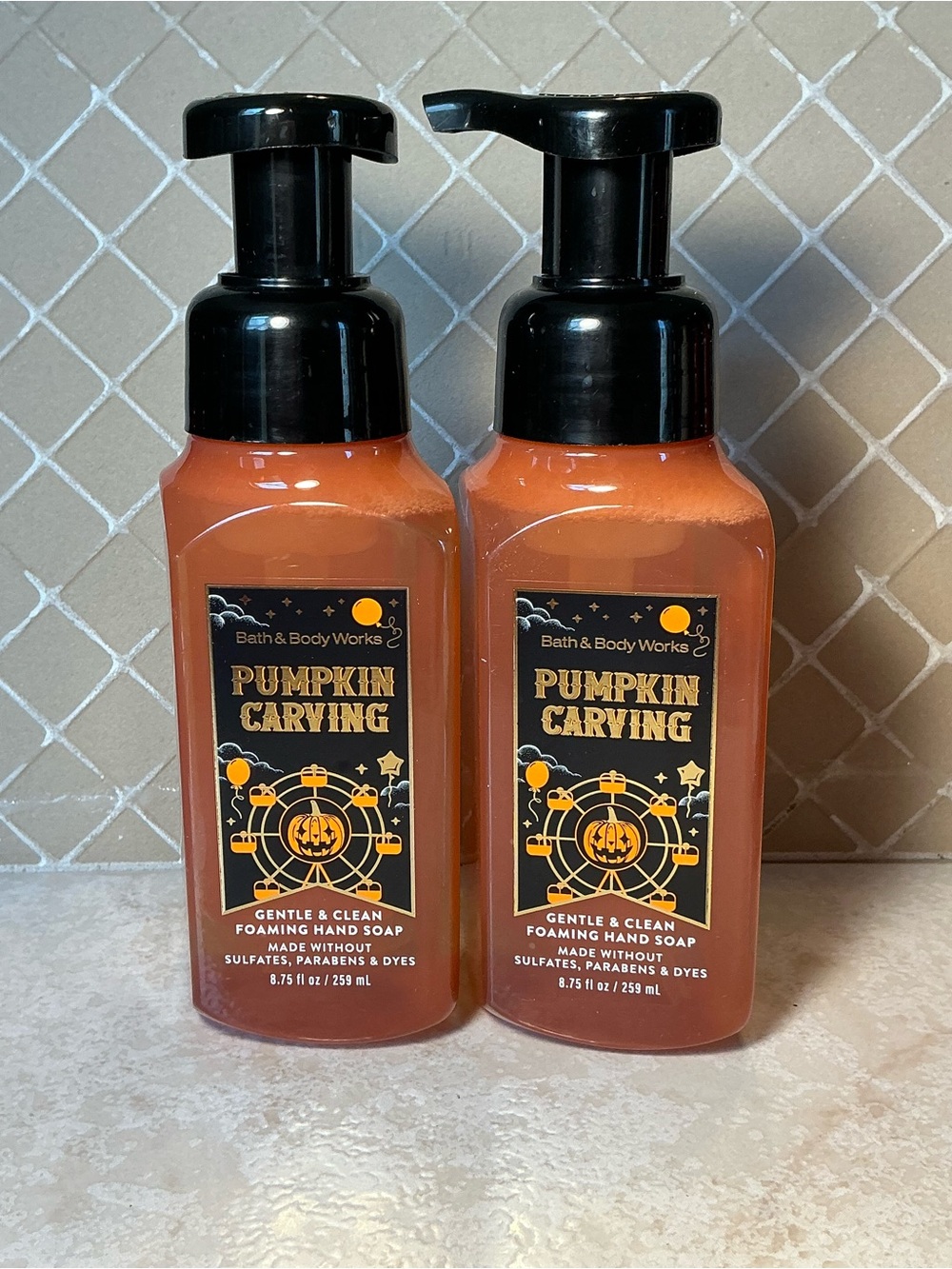 Bath & Body Works Pumpkin Carving Foaming Hand Soap 8.75 oz Set of 2 NEW